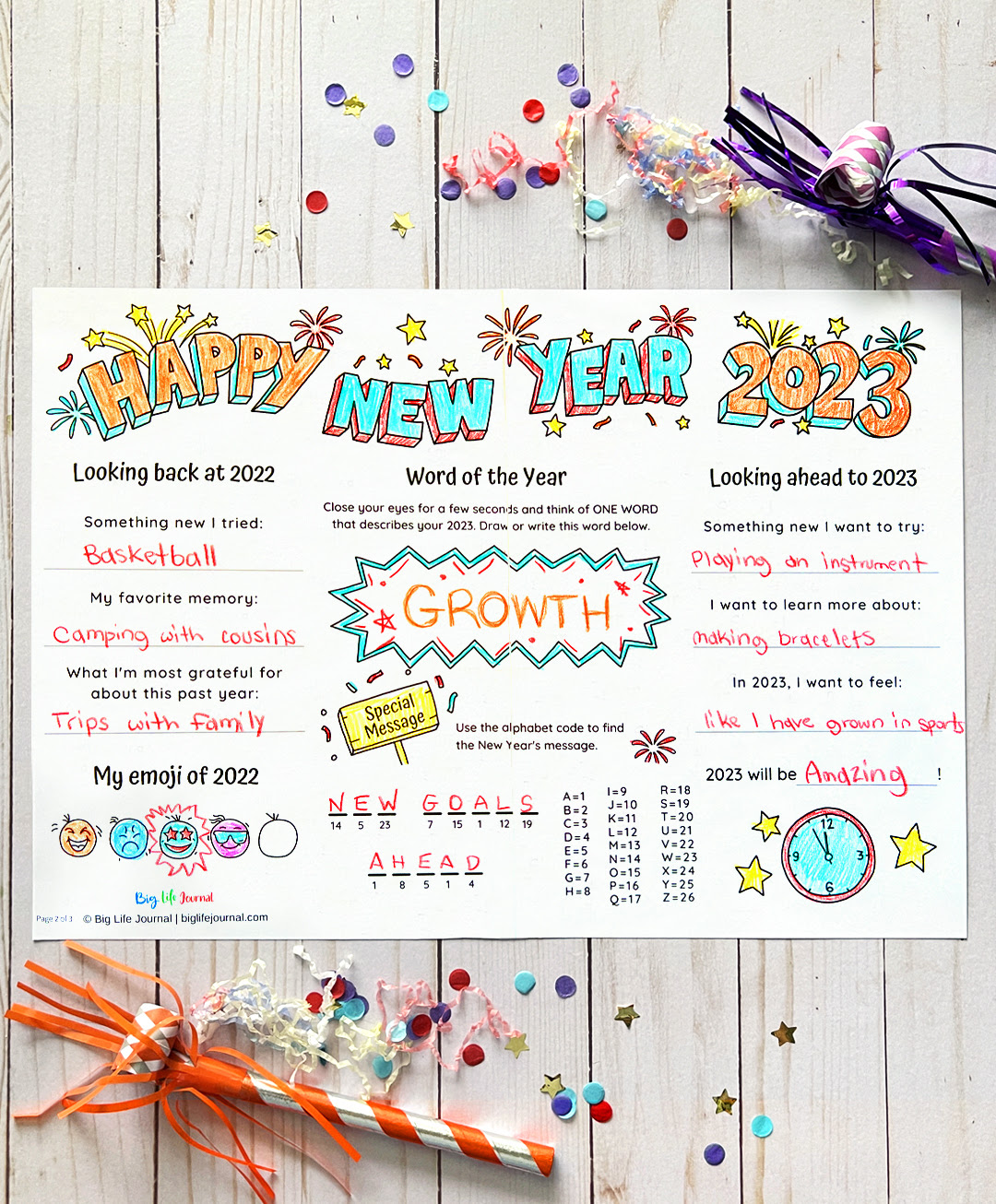 New Years Placemat big life journal