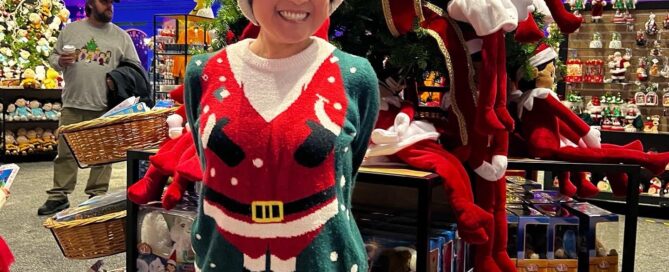 thuy dam christmas sweater and elf christmas tree