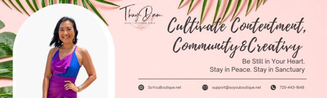 Soft pink background with green leaves and elegant text promoting community cultivation.